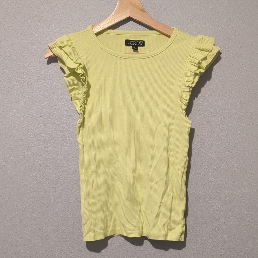 J. Crew Light Yellow Ruffle Sleeve Tank Top